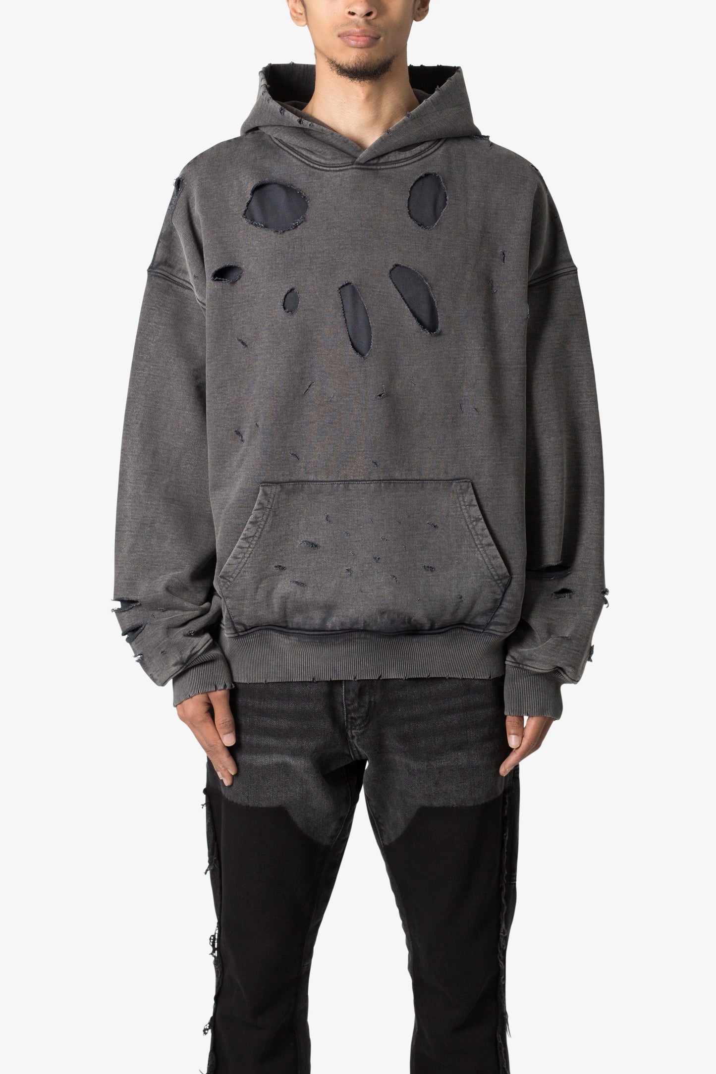Breeze Destroyed Hoodie - Washed Black