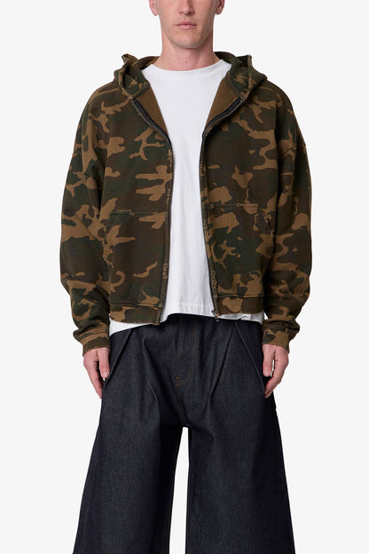 Camo Zip Up Hoodie - Green