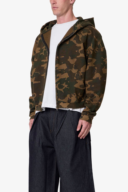 Camo Zip Up Hoodie - Green
