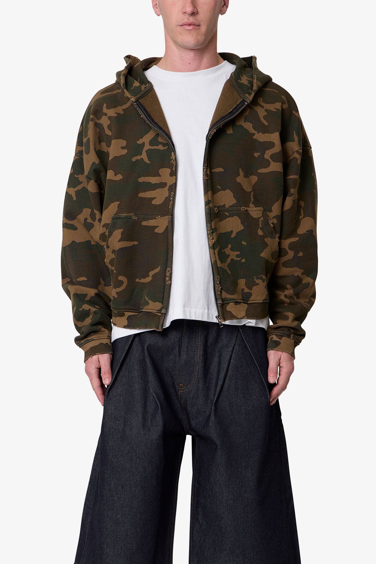 Camo Zip Up Hoodie - Green