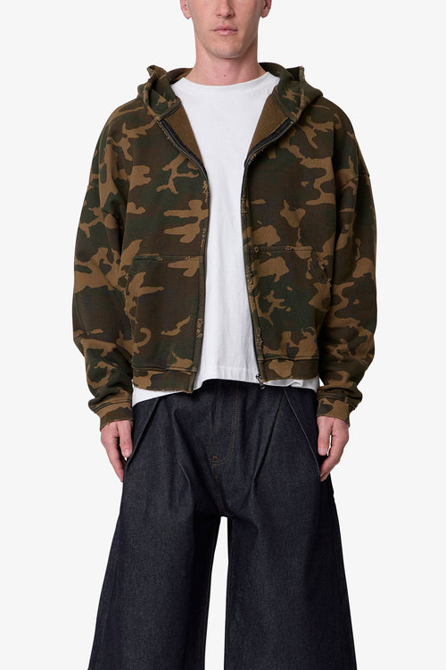 Camo Zip Up Hoodie - Green