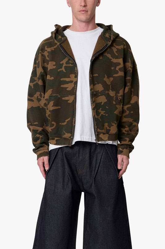 Camo Zip Up Hoodie - Green