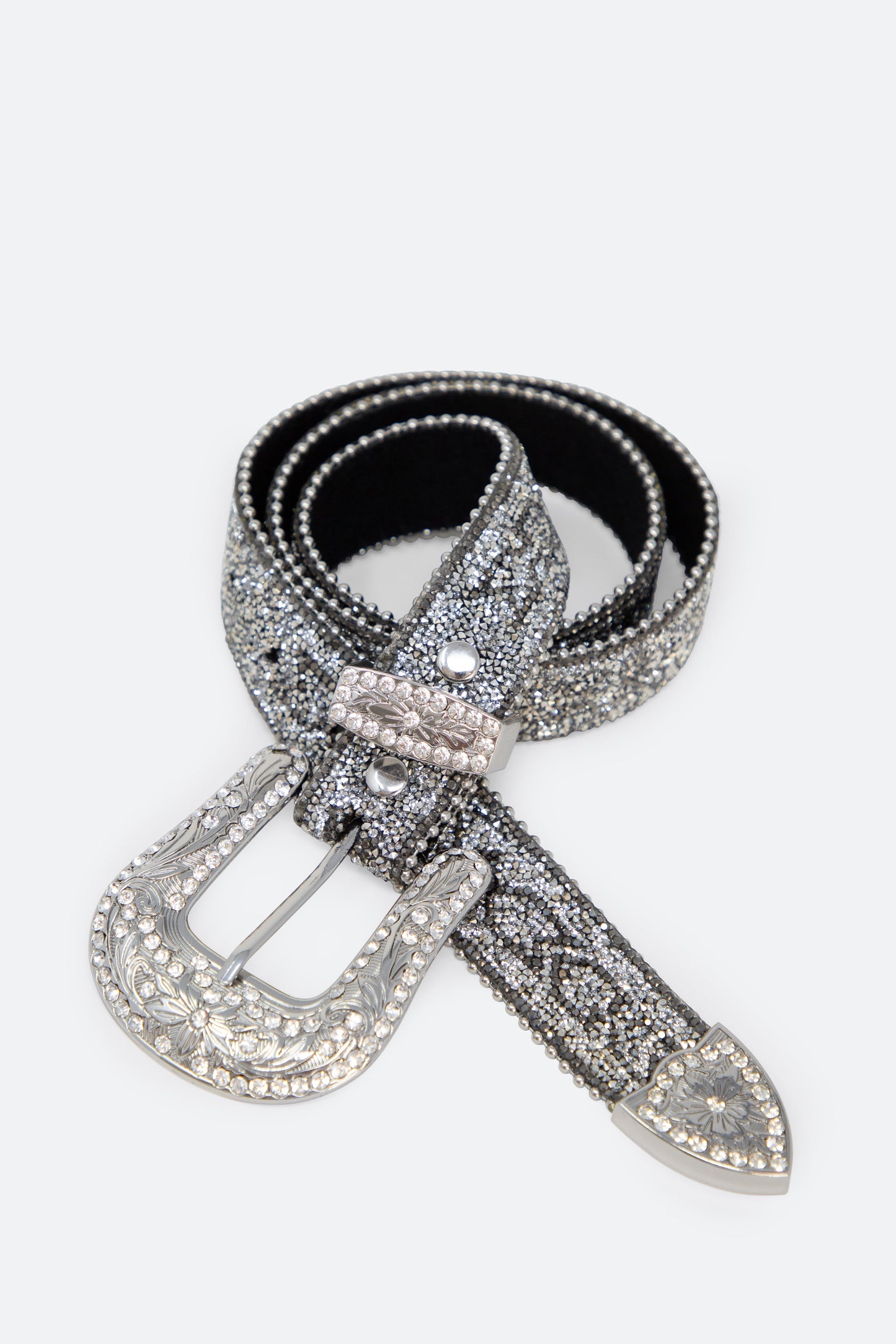 Chevron Caviar Belt - Silver