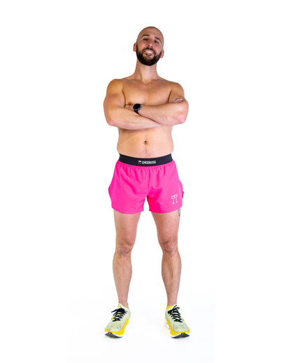 Men's Neon Pink 4" Half Split Shorts