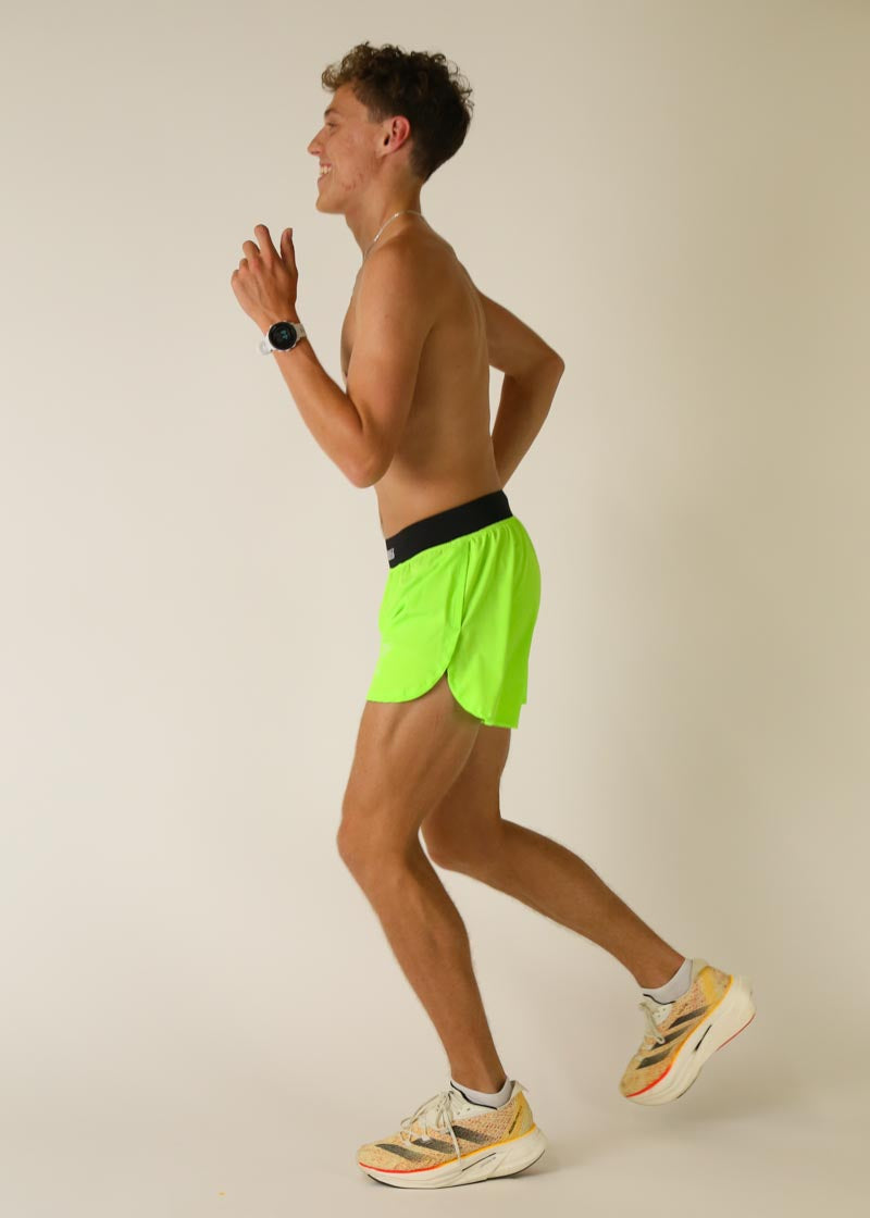 Men's Neon Green 4" Half Split Shorts