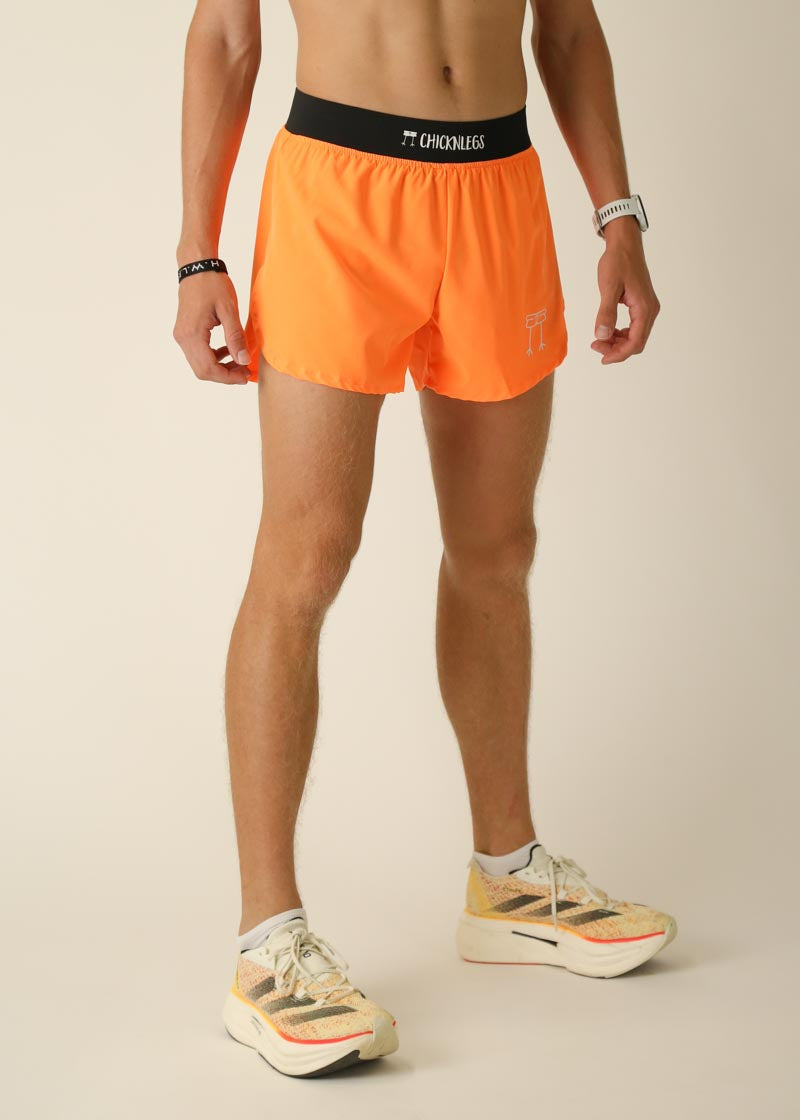 Men's Neon Orange 4" Half Split Shorts