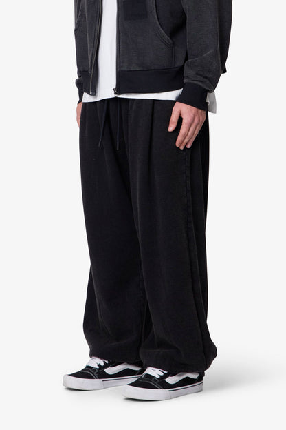 Cinched Baggy Sweatpants - Washed Black