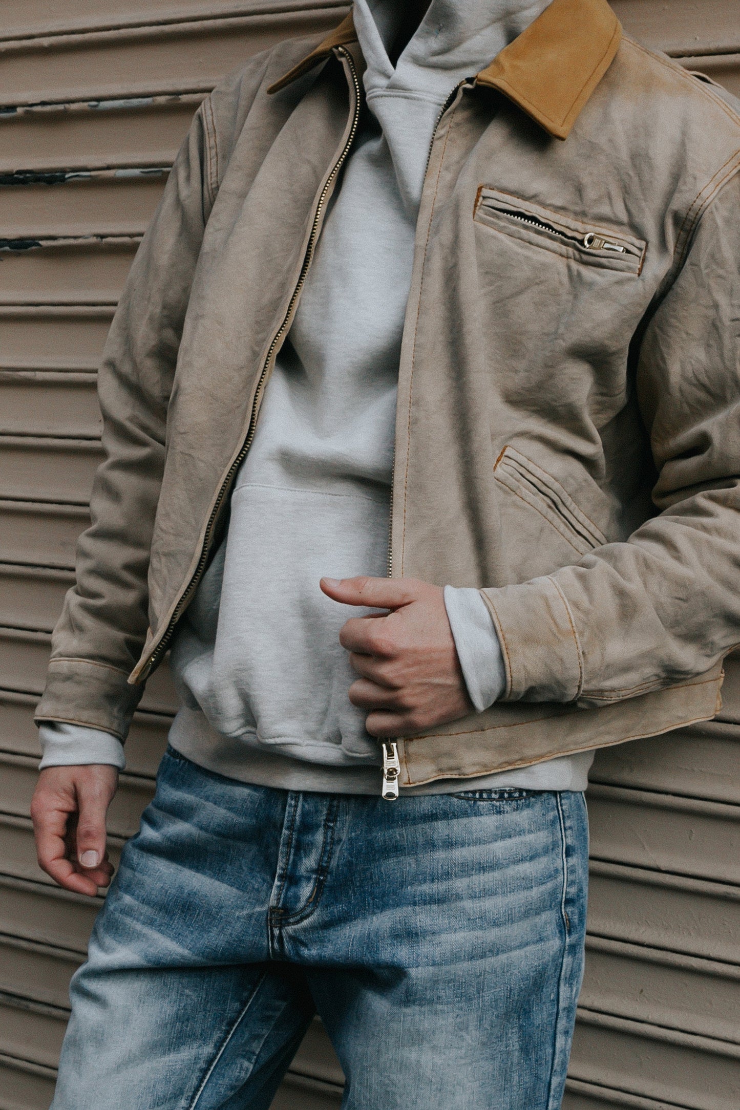 Collared Work Jacket - Khaki