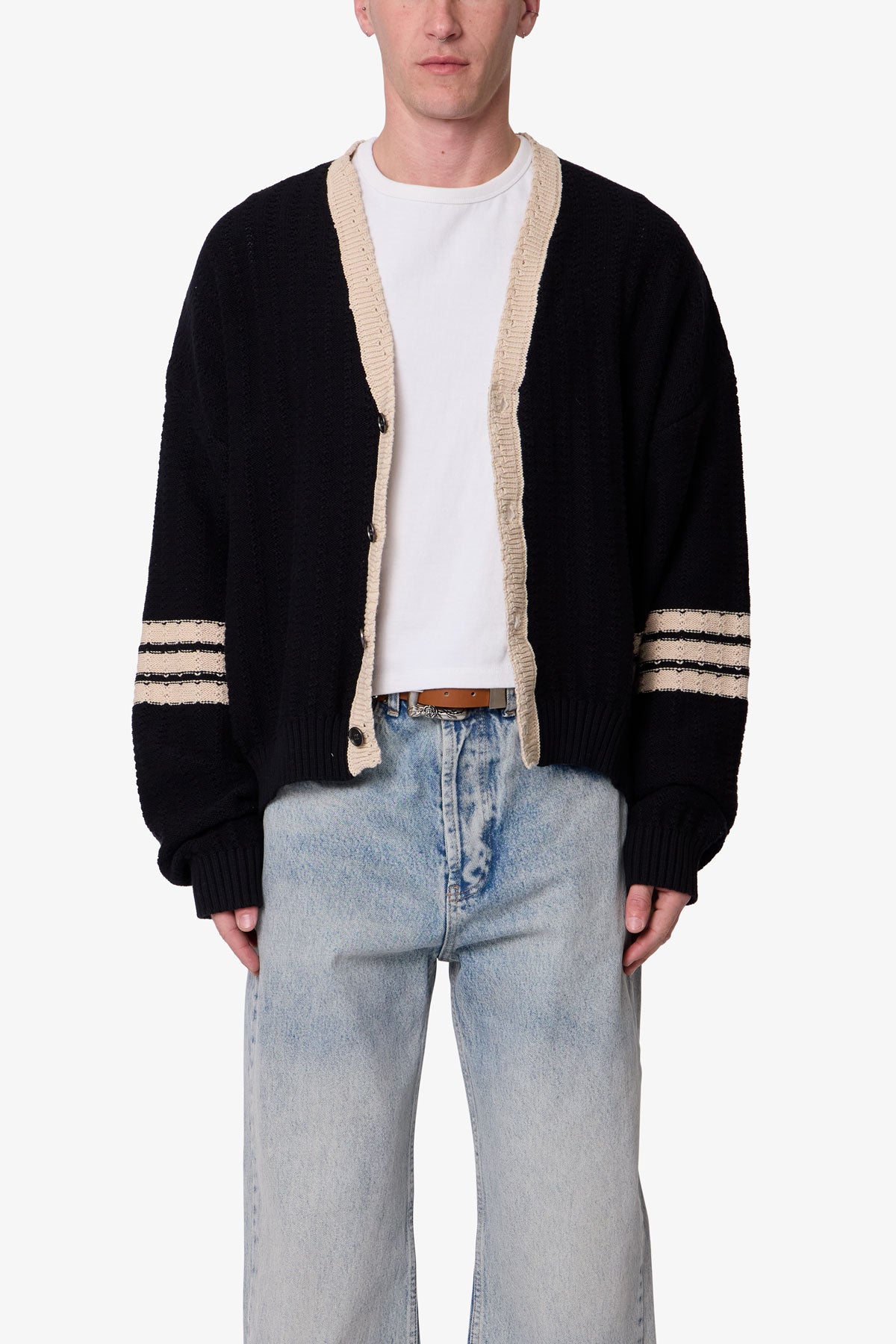 Collegiate Cardigan Sweater - Black/Brown