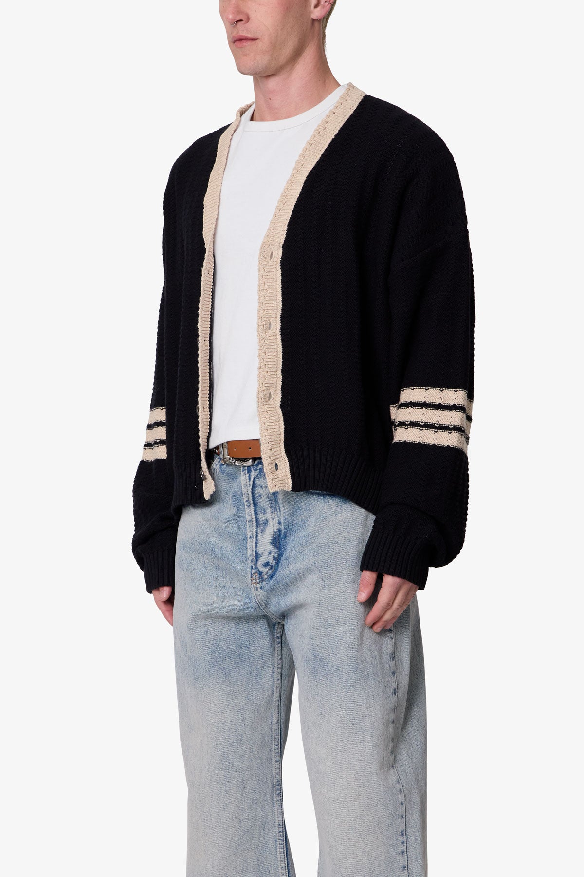 Collegiate Cardigan Sweater - Black/Brown