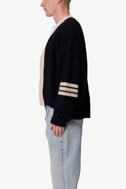 Collegiate Cardigan Sweater - Black/Brown
