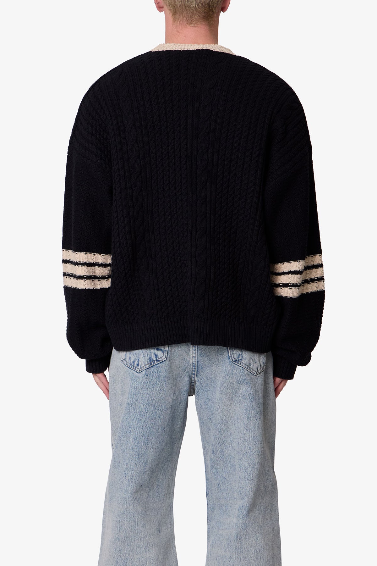 Collegiate Cardigan Sweater - Black/Brown