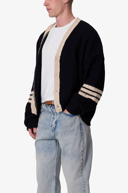 Collegiate Cardigan Sweater - Black/Brown