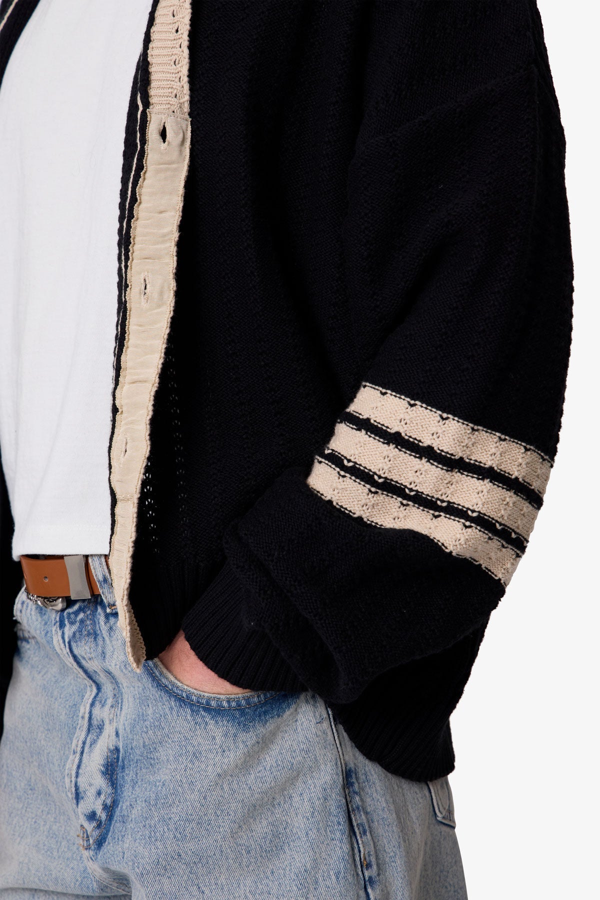 Collegiate Cardigan Sweater - Black/Brown