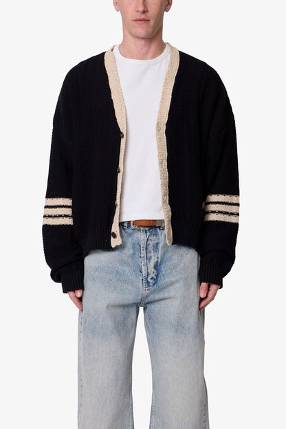 Collegiate Cardigan Sweater - Black/Brown