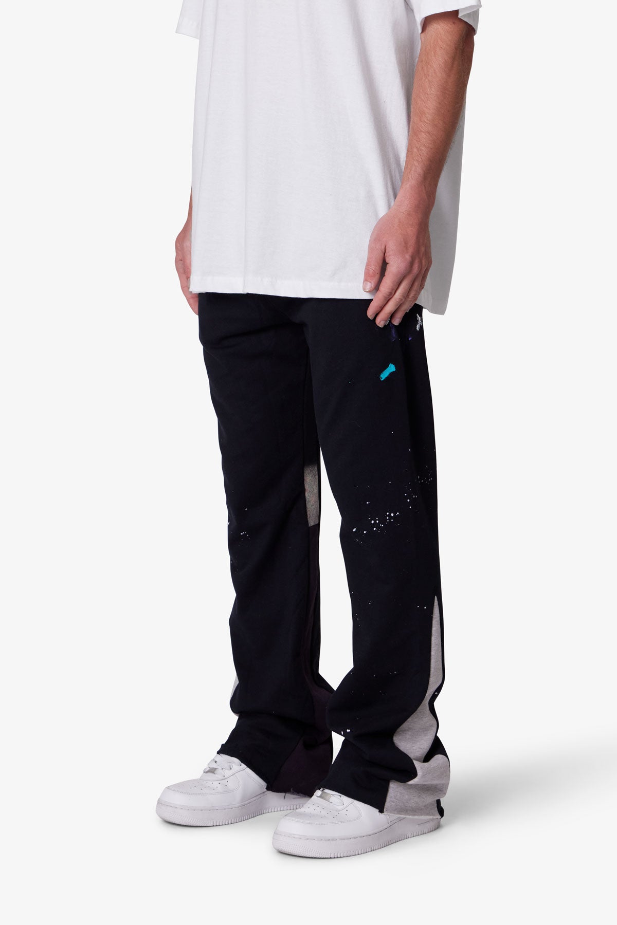 Contrast Bootcut Sweatpants - Black