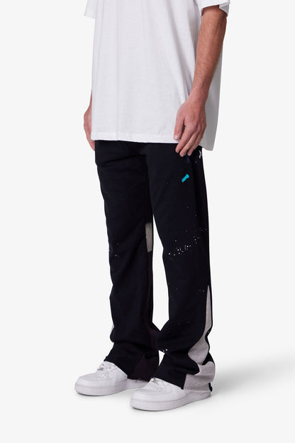 Contrast Bootcut Sweatpants - Black