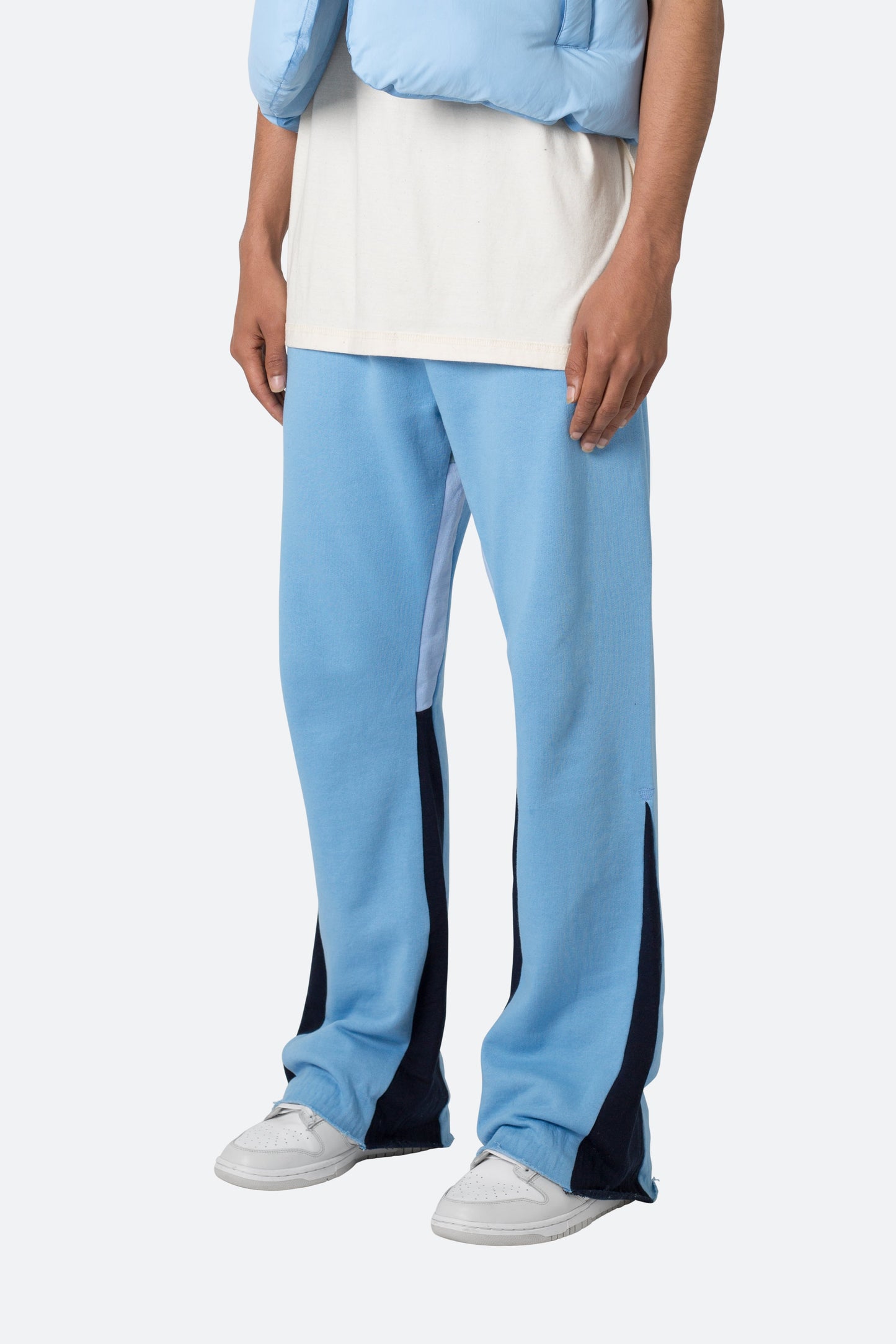 Contrast Bootcut Sweatpants - Light Blue