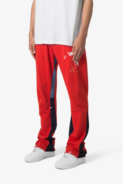 Contrast Bootcut Sweatpants - Red