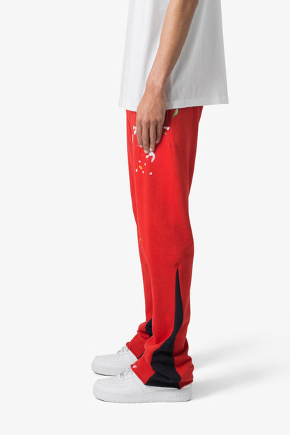Contrast Bootcut Sweatpants - Red