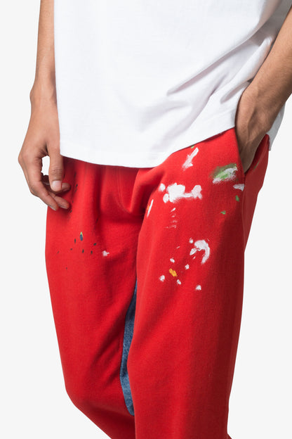 Contrast Bootcut Sweatpants - Red