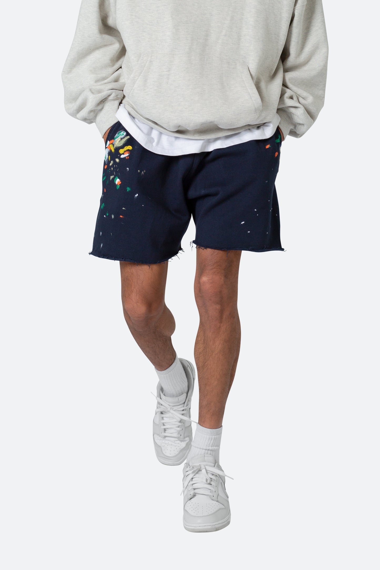 Contrast Paneled Sweatshorts - Navy