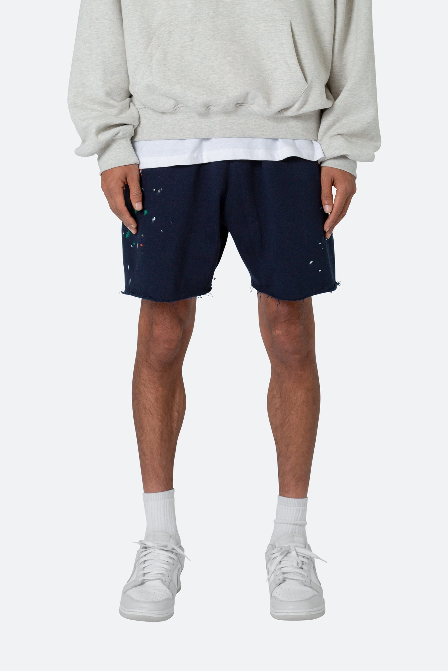 Contrast Paneled Sweatshorts - Navy