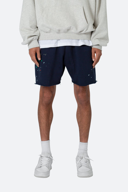 Contrast Paneled Sweatshorts - Navy