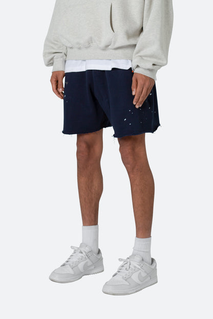 Contrast Paneled Sweatshorts - Navy