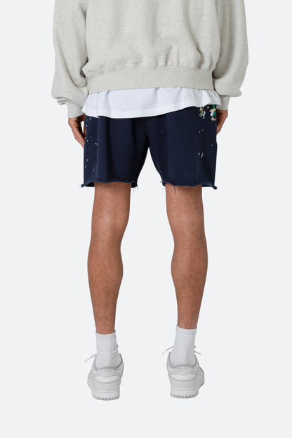 Contrast Paneled Sweatshorts - Navy