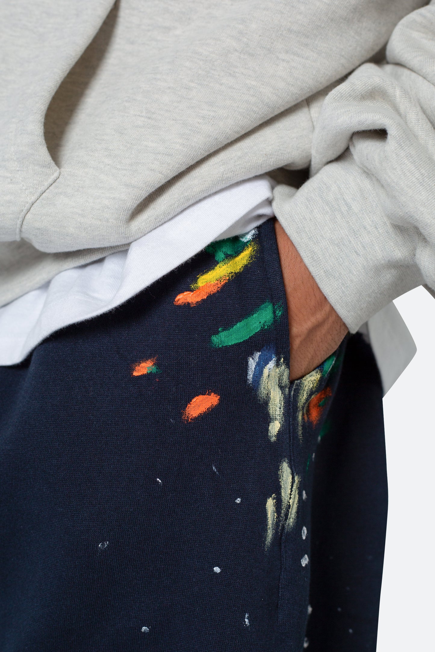 Contrast Paneled Sweatshorts - Navy