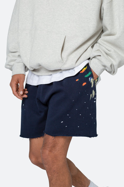 Contrast Paneled Sweatshorts - Navy