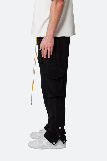 Corduroy Snap II Cargo Pants - Black