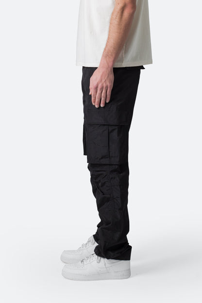 Crinkle Cargo Pants - Black
