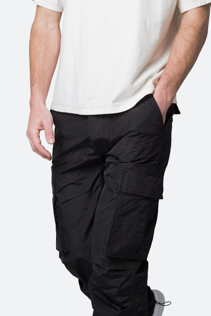 Crinkle Cargo Pants - Black