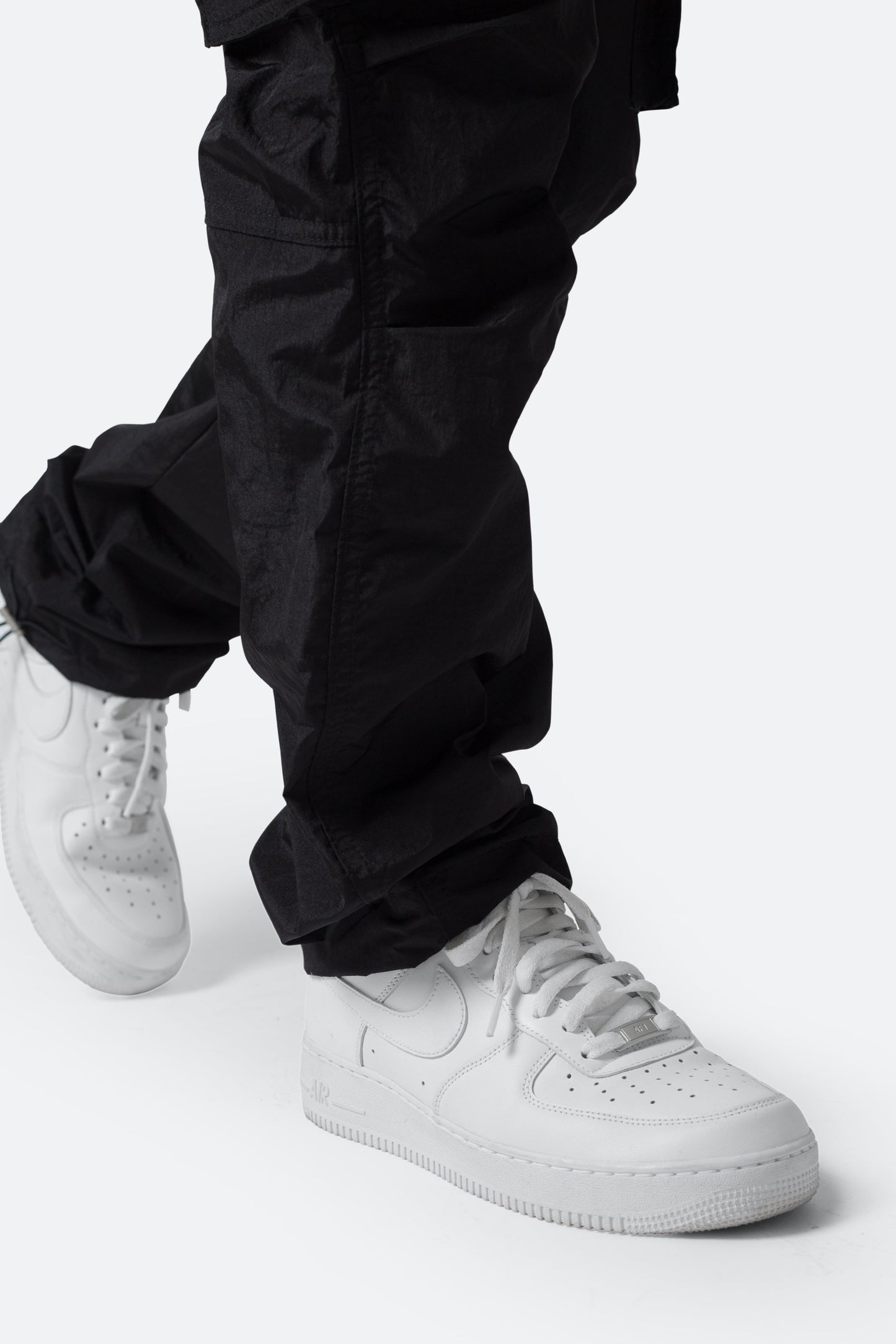 Crinkle Cargo Pants - Black