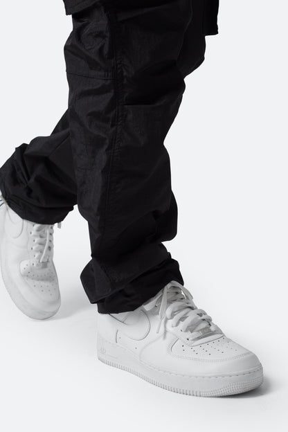 Crinkle Cargo Pants - Black