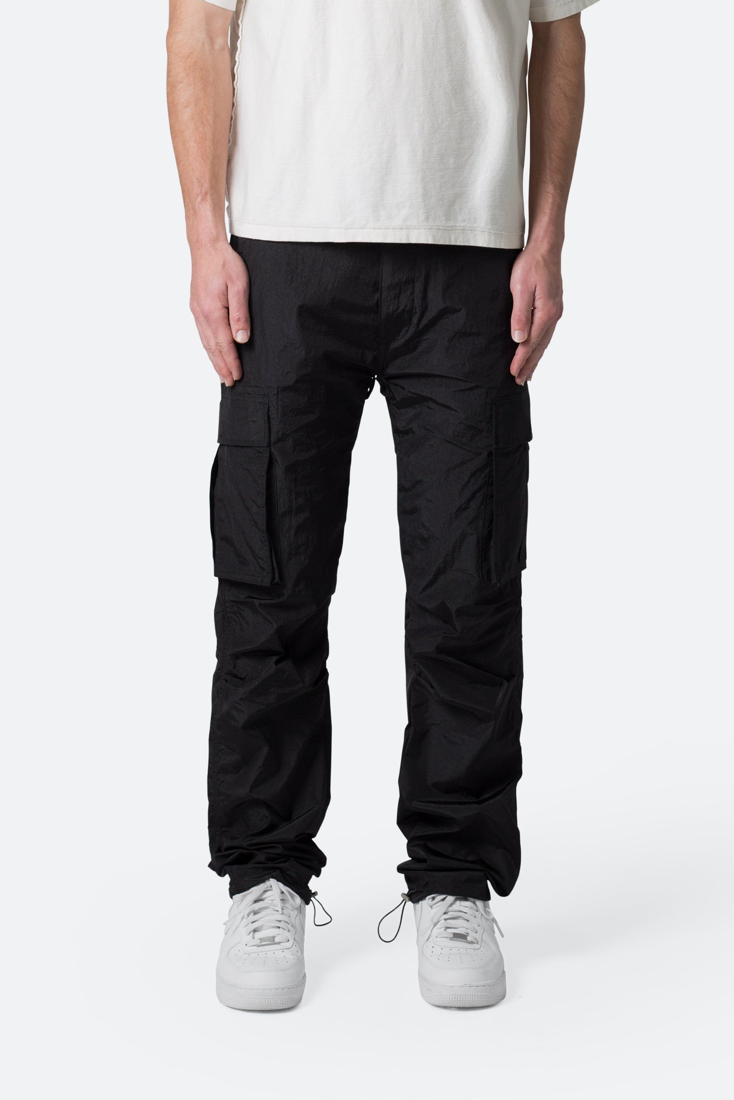 Crinkle Cargo Pants - Black