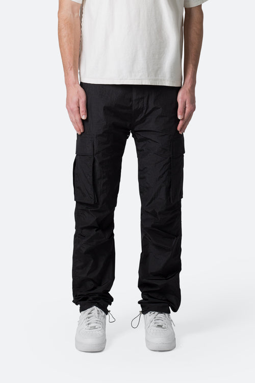 Crinkle Cargo Pants - Black