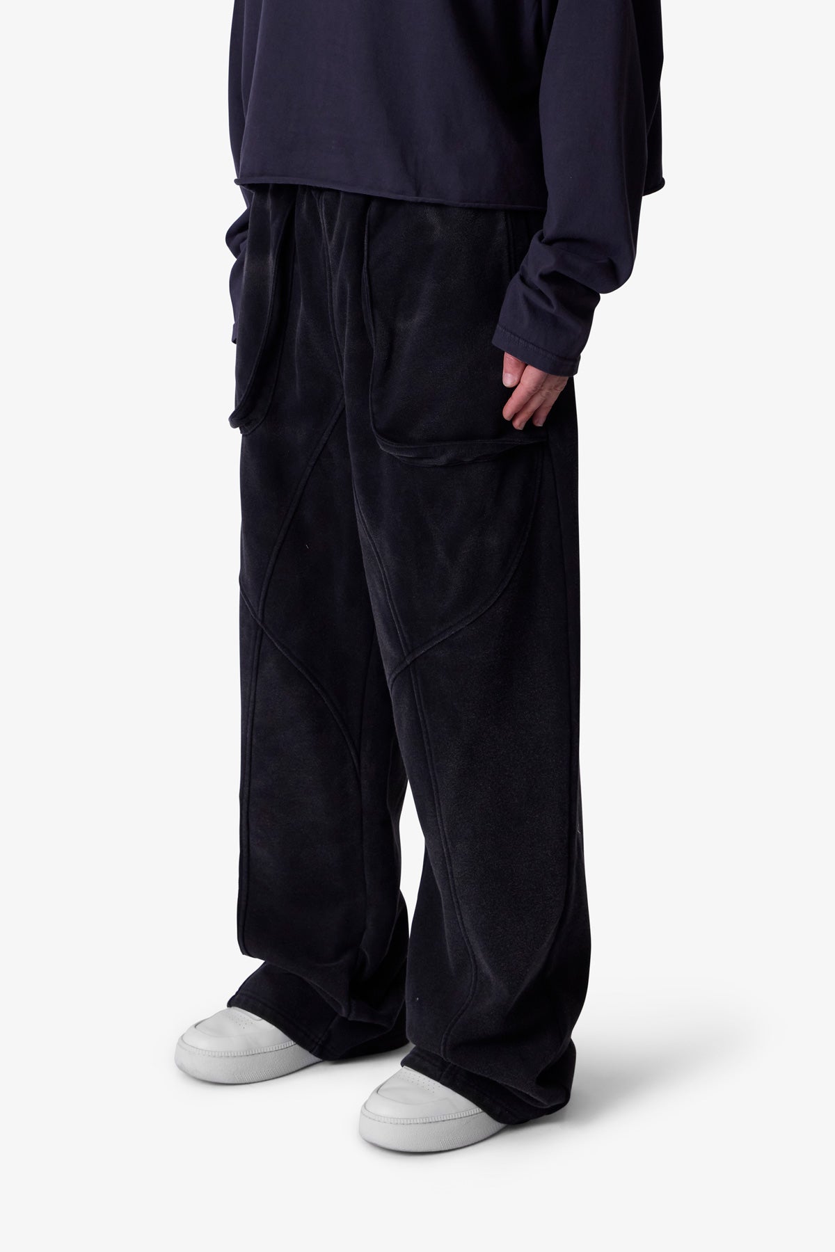 Cross Seamed Sweatpants - Washed Black