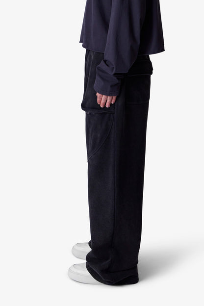 Cross Seamed Sweatpants - Washed Black