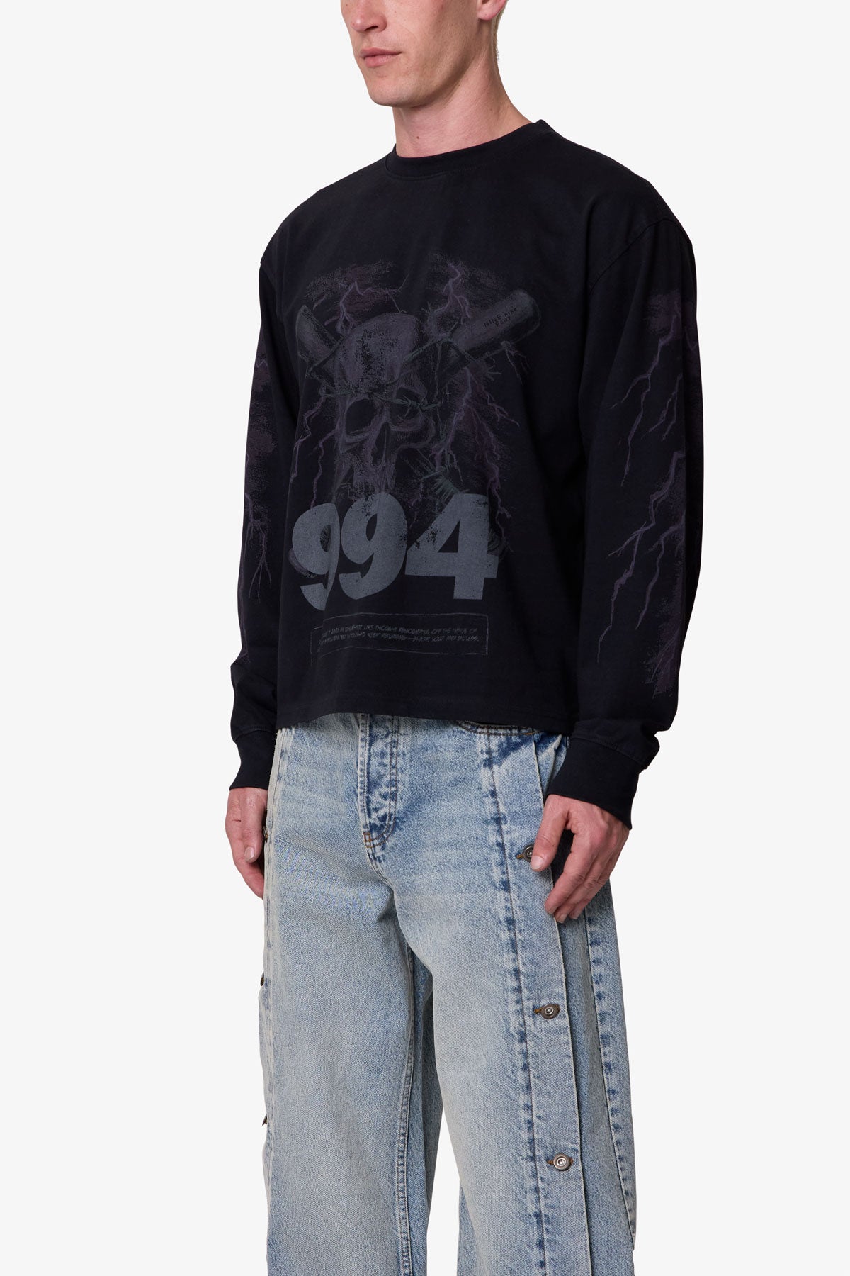 Crossbone L/S Tee - Washed Black