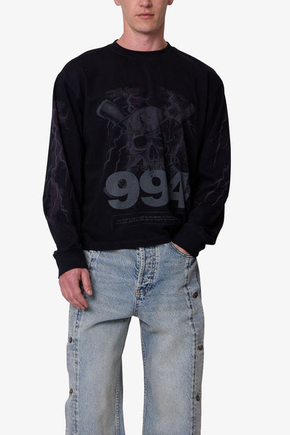Crossbone L/S Tee - Washed Black