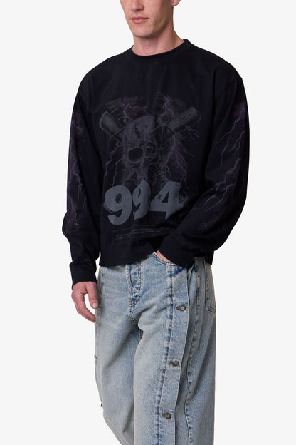 Crossbone L/S Tee - Washed Black