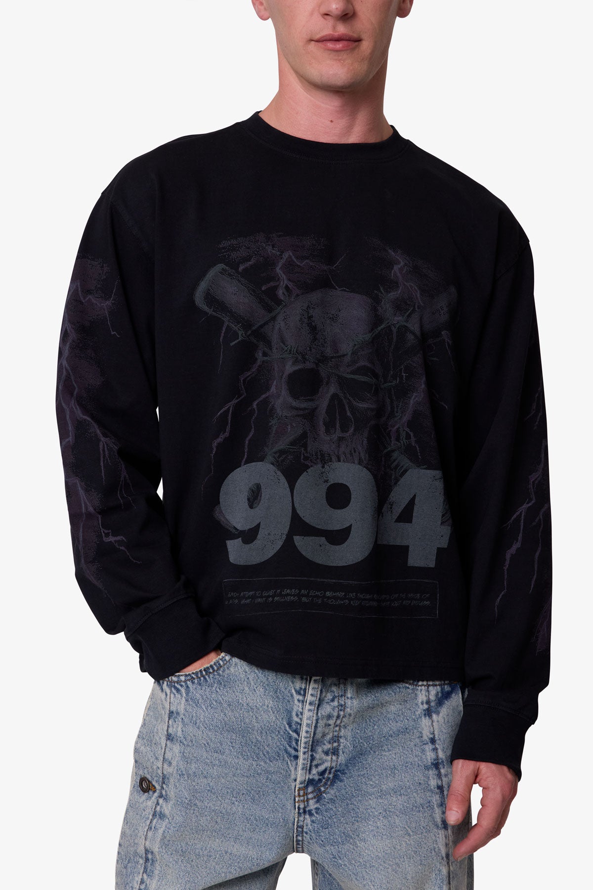 Crossbone L/S Tee - Washed Black