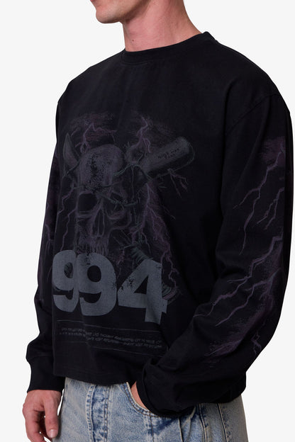 Crossbone L/S Tee - Washed Black
