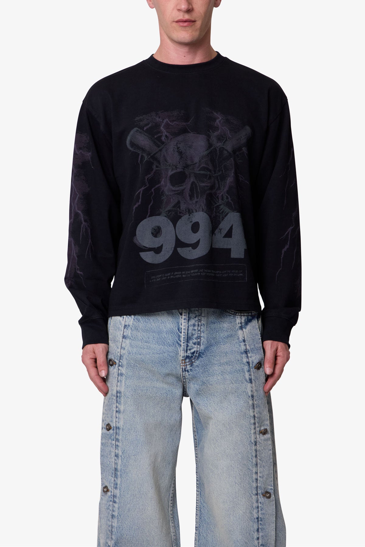Crossbone L/S Tee - Washed Black