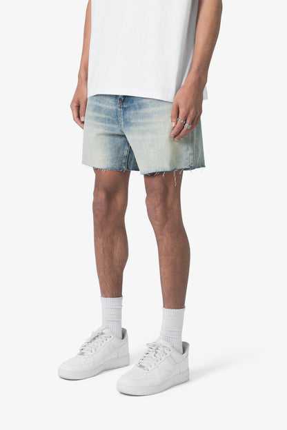 Cut Off Denim Shorts - Blue