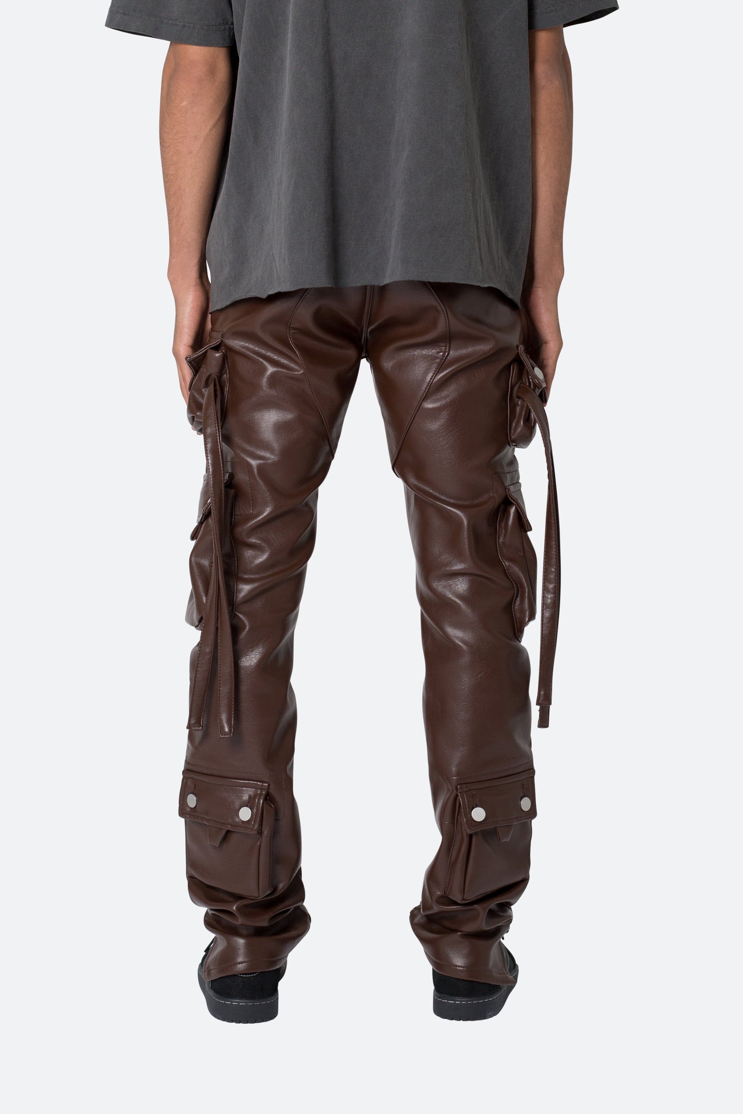 D152 Leather Cargo Pants - Brown