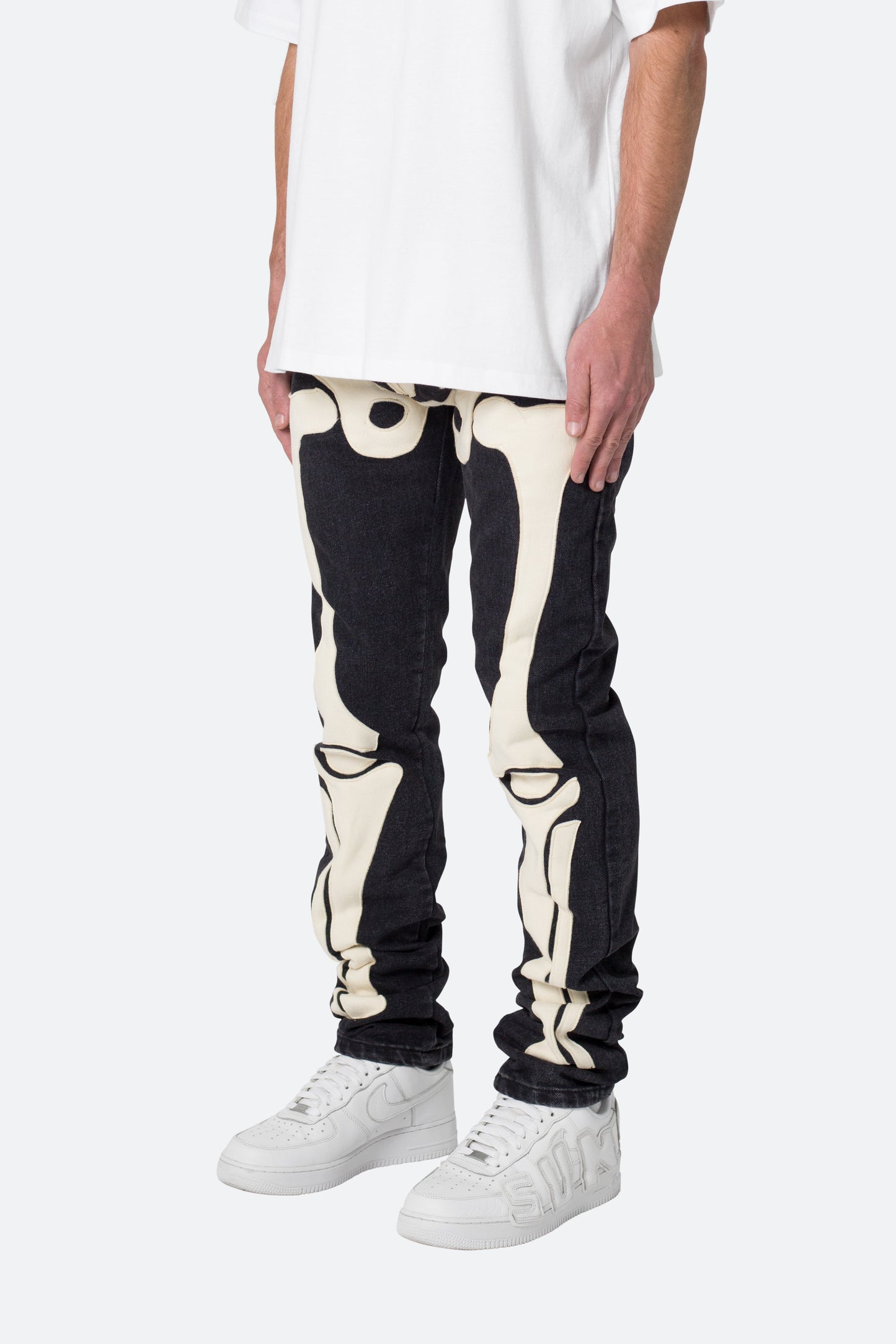 D184 Skeleton Straight Denim - Black/White